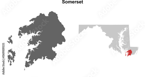 Somerset County (Maryland) blank outline map set