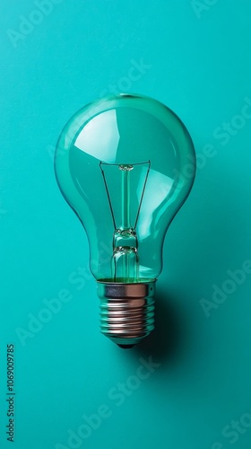 Light bulb on teal background, concept of innovation