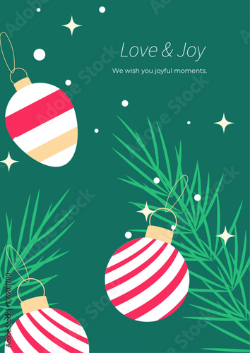 Love and Joy Holiday Greeting Card With Geometric Design. Ideal for spreading holiday cheer and sending warm wishes to loved ones.