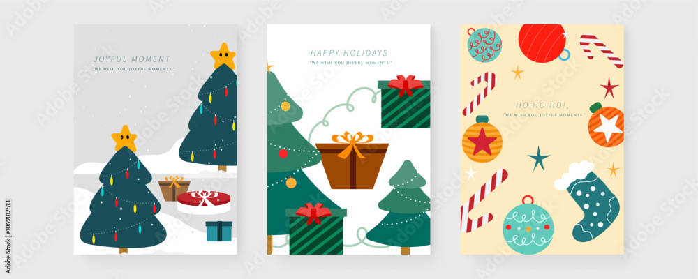 Festive Holiday Greeting Cards with Love and Joy Message Festive Holiday Greeting Cards with Love and Joy Message