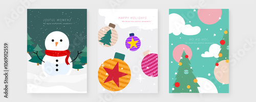 Festive Greeting Cards with Chrismast and Holiday Theme