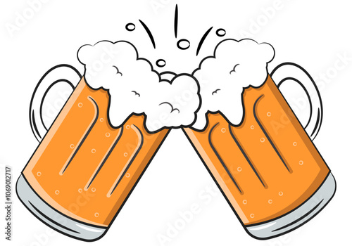 Cartoon Beer glass cheers isolated on a transparent background