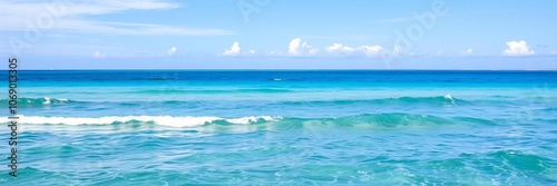A stunning ocean background featuring crystal clear blue waters, gentle waves, and a breathtaking horizon view, background, serene
