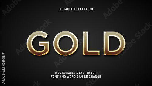 Gold chrome text effect with editable 3D style