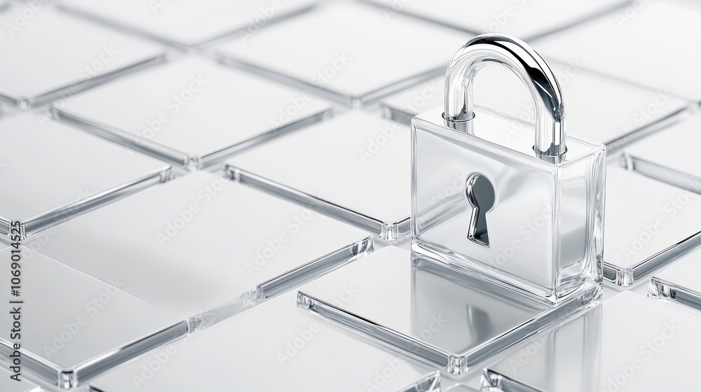 Silver padlock on white background, a symbol of security, privacy, and data protection in the digital age