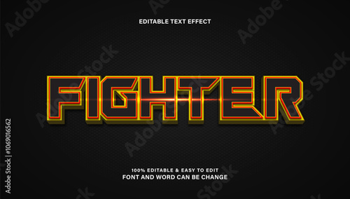Fighter effect text with 3D style that can be edited