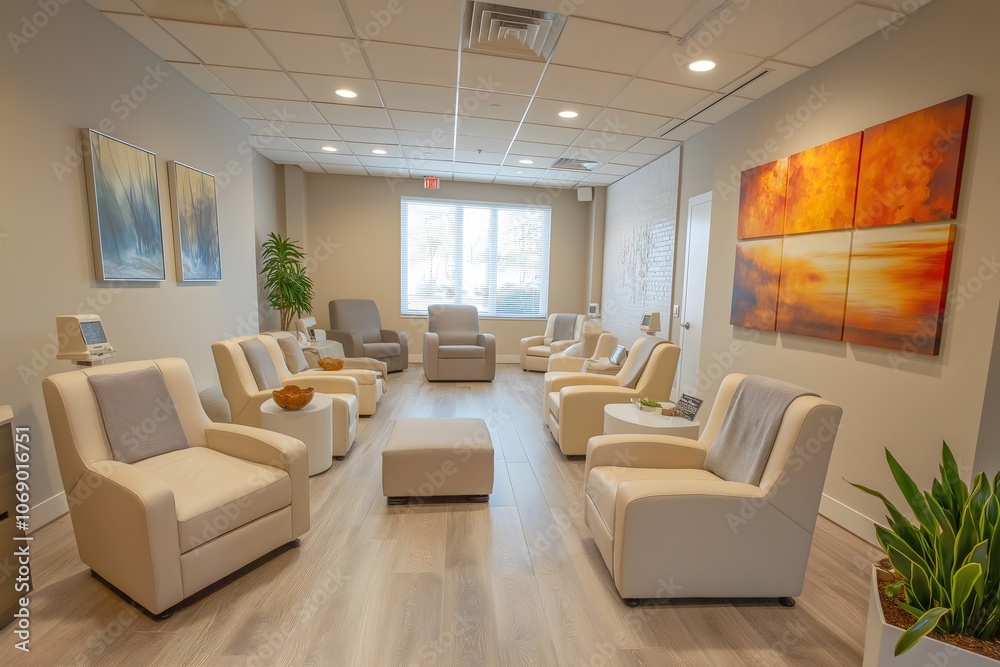 Fototapeta premium Modern Medical Infusion Lounge Waiting Area