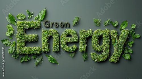 Green Energy Concept with Natural Elements and Leaves