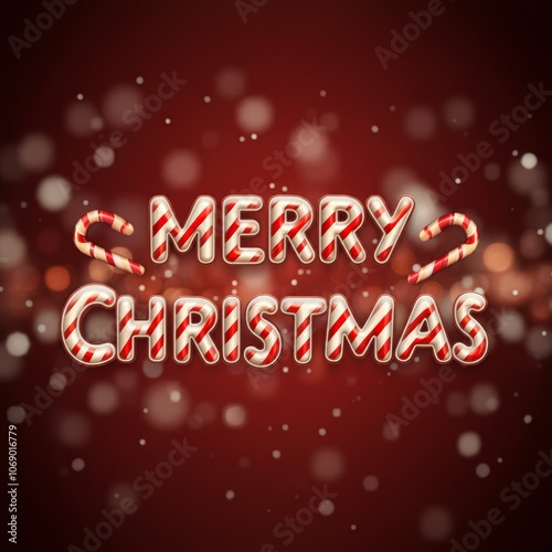 Glittery red text Merry Christmas and stars on white background 