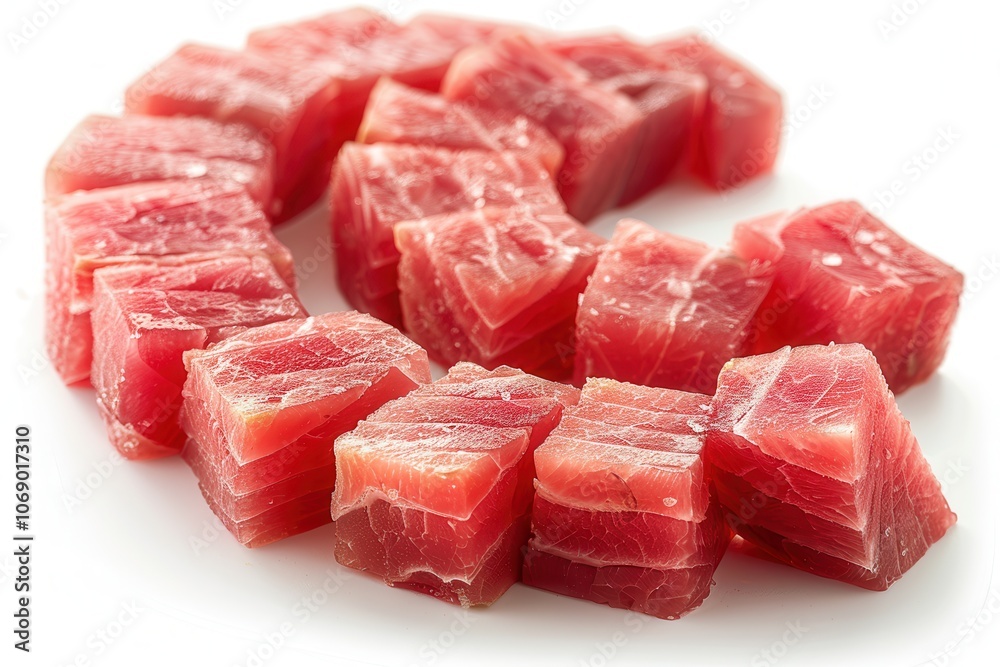 Fresh Cubes of Tuna for Culinary Creations Fresh Cubes of Tuna for Culinary Creations