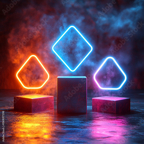3d render of a glowing symbol glittering on night sky