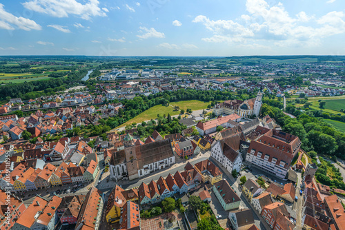 Luftbild der bayerischen Stadt Donauwörth in Nordschwaben