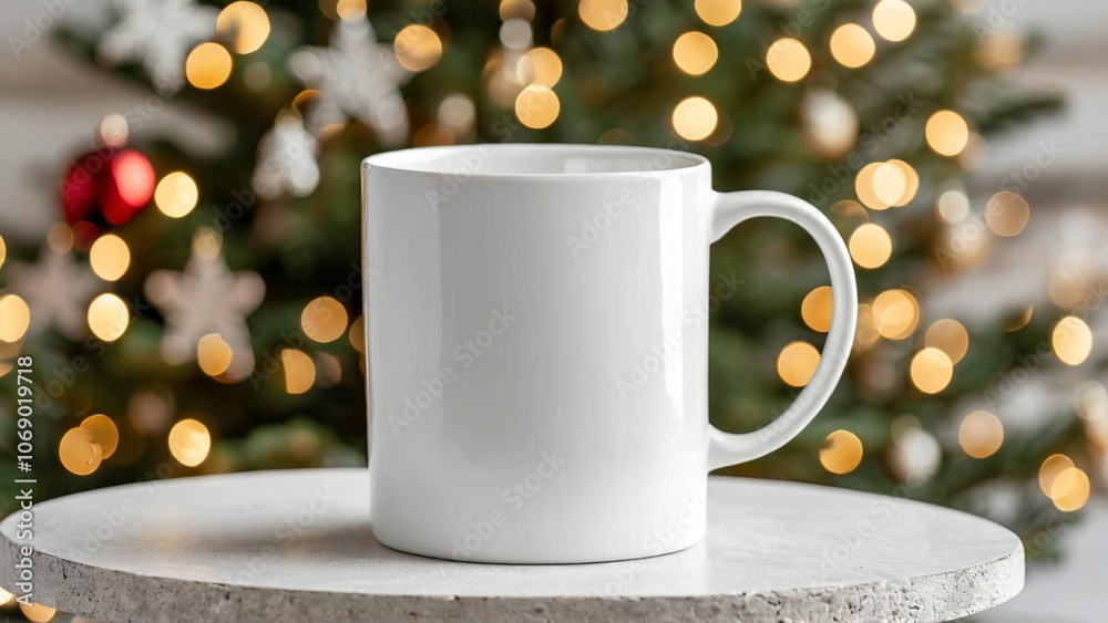 Mug Mockup with Elements for Holiday-Themed Christmas.