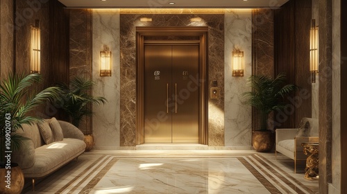 Explore the luxurious vintage elegance of an ornate elevator lobby experience