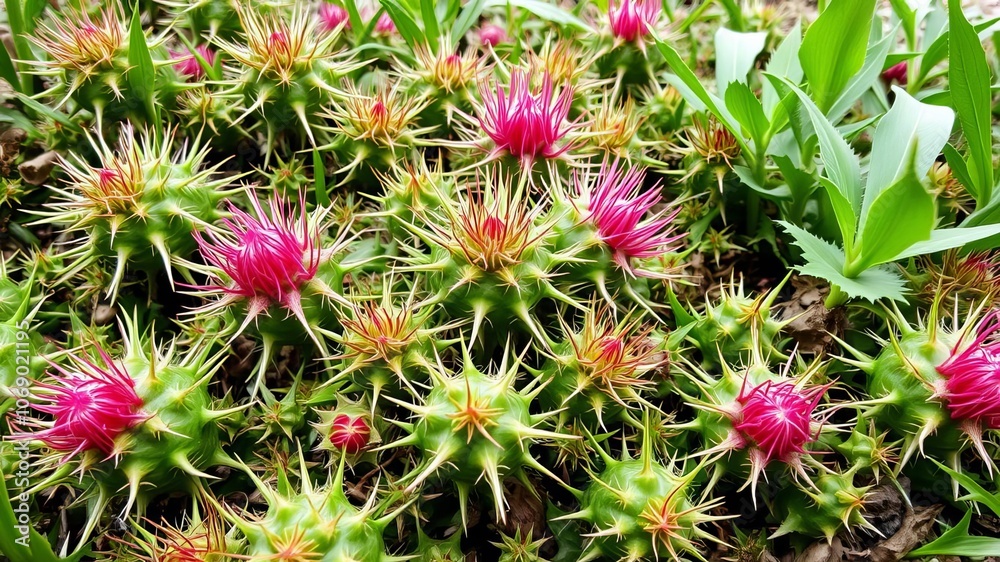 Bitter green background with sharp thorns and jagged edges, nature, sharp Bitter green background with sharp thorns and jagged edges, nature, sharp