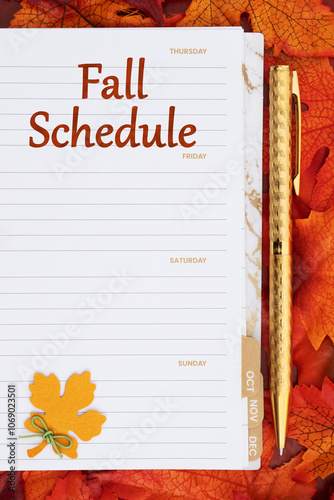 Wallpaper Mural Fall Schedule on day planner and pen with fall leaves Torontodigital.ca