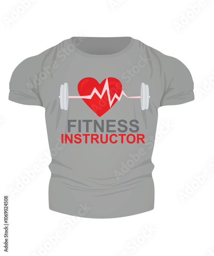 T shirt fitness instructor design. vector