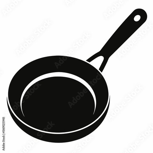 black frying pan vector silhouette illustration on a white background