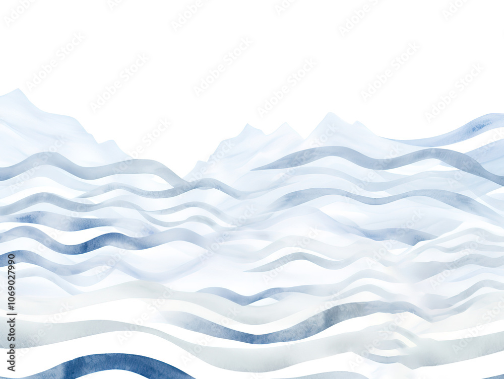 Obraz premium Seamless Hand-Drawn Watercolor Stripes in Indigo Blue and White Landscape Pattern