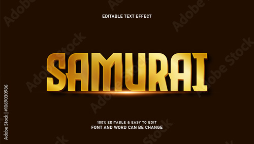 Samurai text effect with modern and elegant 3d gold style that can be edited