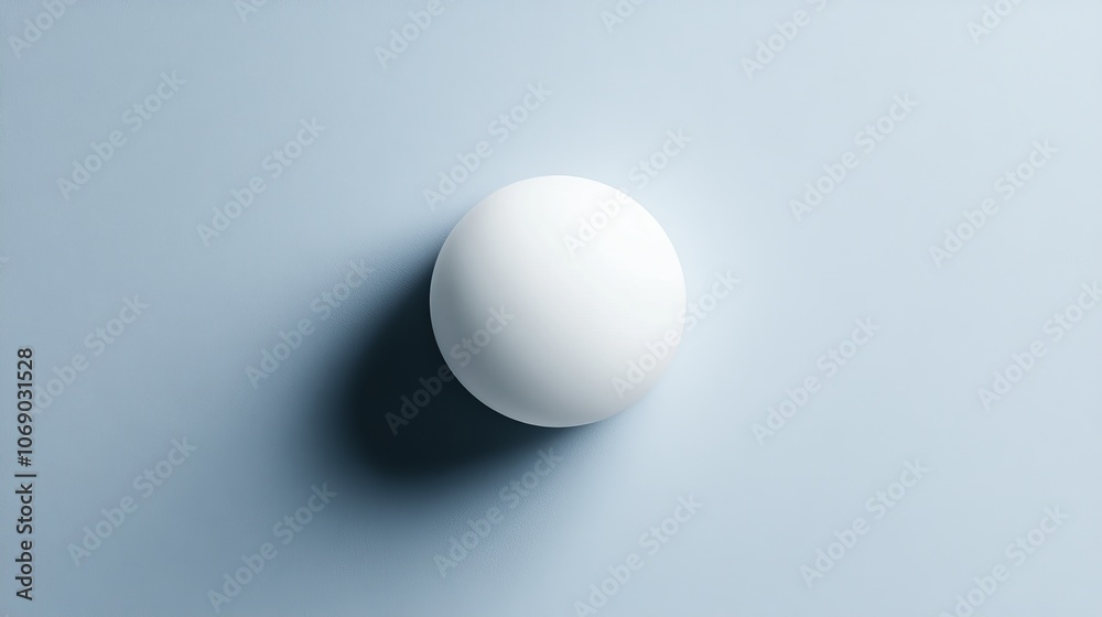 A simple white sphere casting a soft shadow on a light blue background. A simple white sphere casting a soft shadow on a light blue background.