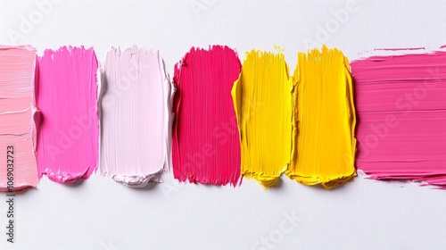 Vibrant Pink Yellow Red Acrylic Paint Strokes Texture