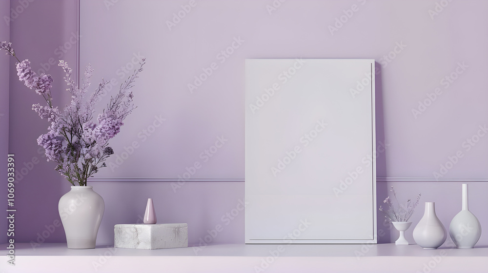 Blank white canvas with minimalist modern interior design. Minimalist home decor. Modern living room.