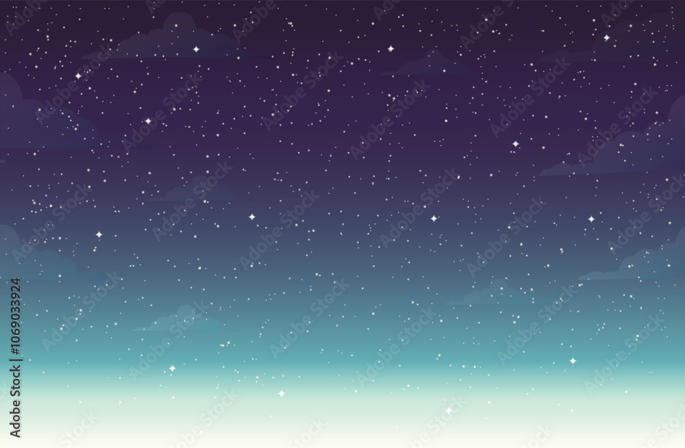 Naklejka premium starry sky with clouds vector illustration