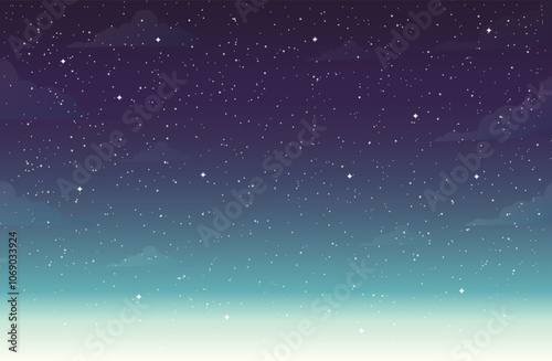 starry sky with clouds vector illustration