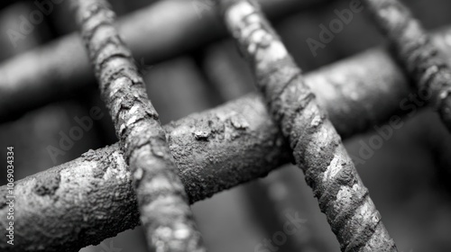 Close-up of textured metal bars, showcasing industrial materials and patterns.