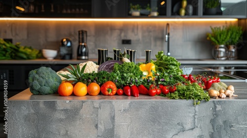 Fresh Produce on Kitchen Counter