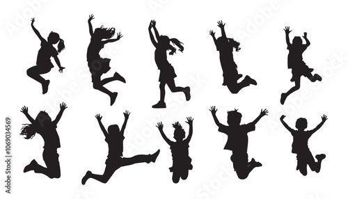 Children jumping in happy mode vector