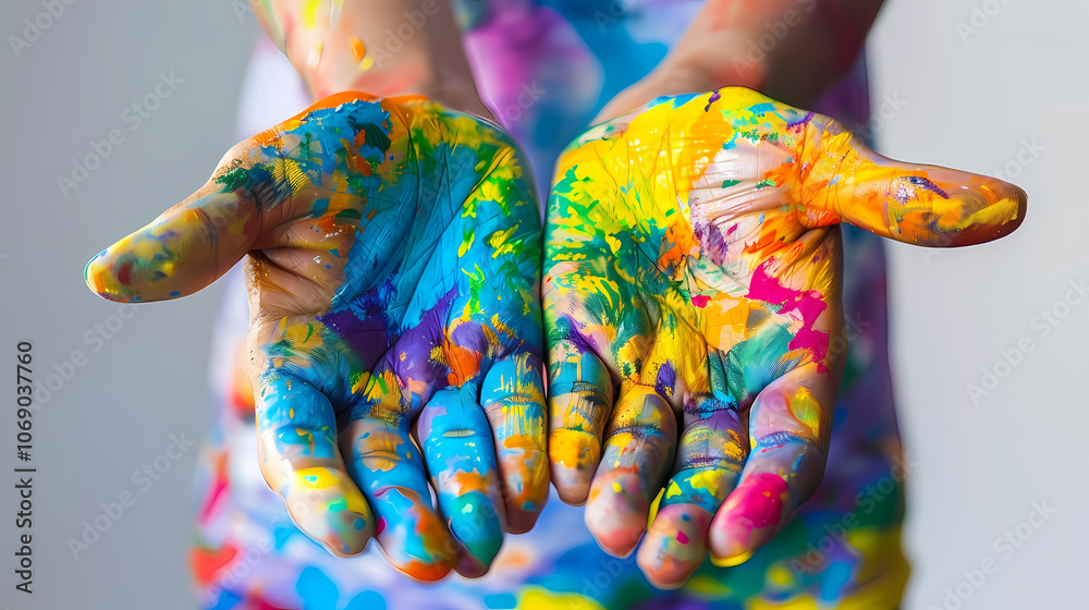 colored hands Generated AI colored hands Generated AI