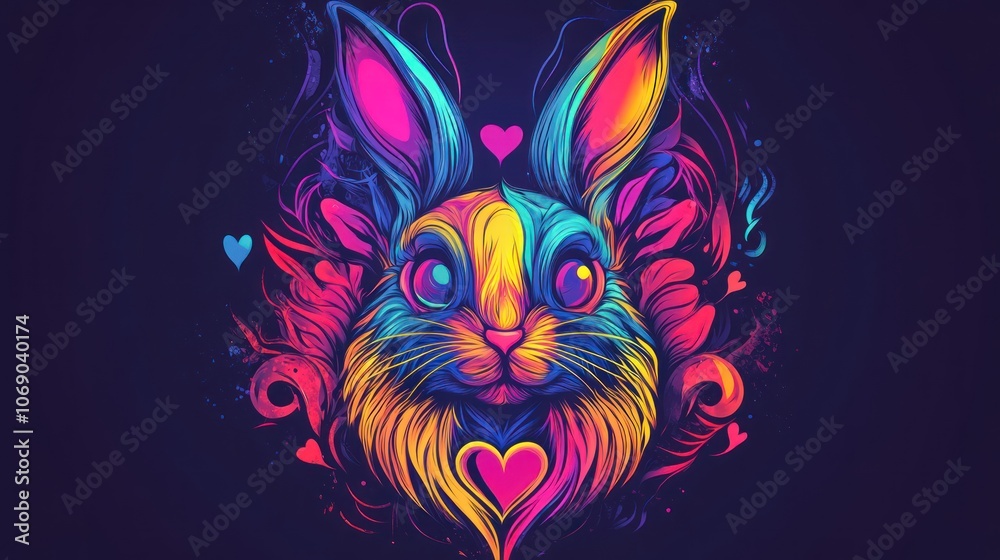 Obraz premium Rainbow Bunny with Love