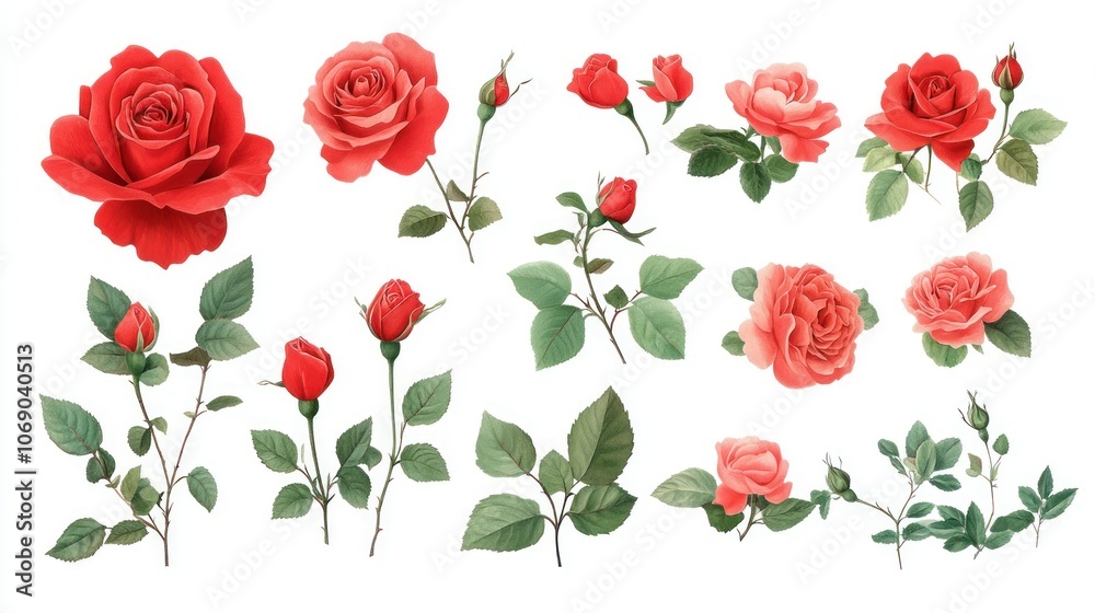 Vibrant Red Roses Collection for Design Projects Vibrant Red Roses Collection for Design Projects