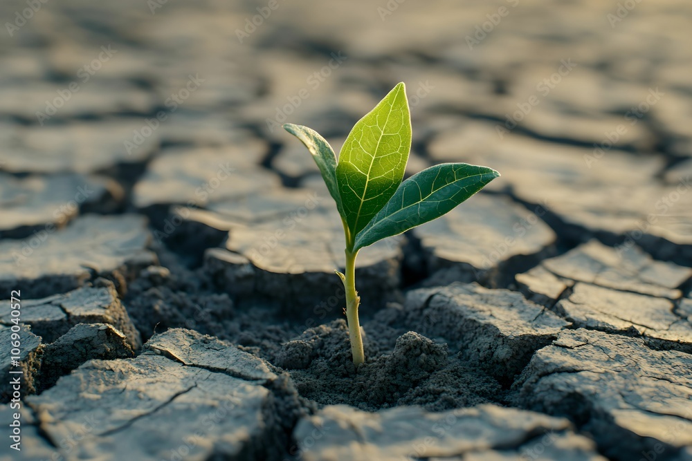 Resilient Green Plant Emerging from Cracked Earth, nature, growth, resilience, hope Resilient Green Plant Emerging from Cracked Earth, nature, growth, resilience, hope