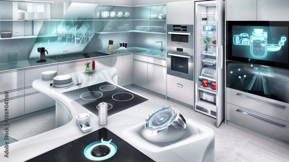 Explore a high-tech kitchen featuring smart appliances, stylish design, and advanced technology that redefines cooking and kitchen management for the modern home
