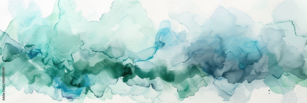 Abstract Aqua Ink Clouds Floating in White Space Abstract Aqua Ink Clouds Floating in White Space