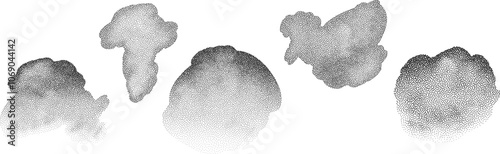 Set of  a black dots with a sandy texture. An abstract, grainy background featuring a noisy gradient pattern.