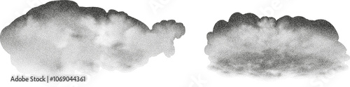 Set of  a black dots with a sandy texture. An abstract, grainy background featuring a noisy gradient pattern.