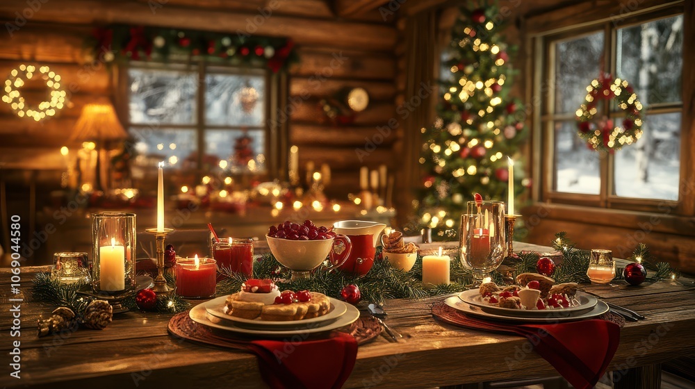 Warm Winter Cabin Dinner with Holiday Decor Warm Winter Cabin Dinner with Holiday Decor