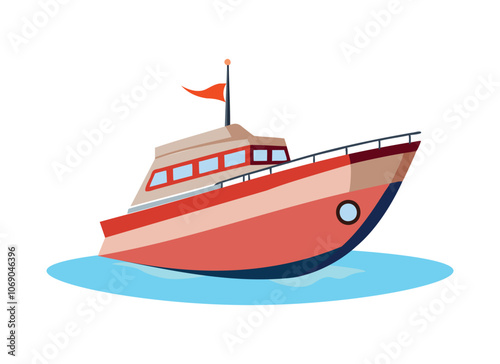 Colorful Yacht Illustration for Nautical and Marine Designs