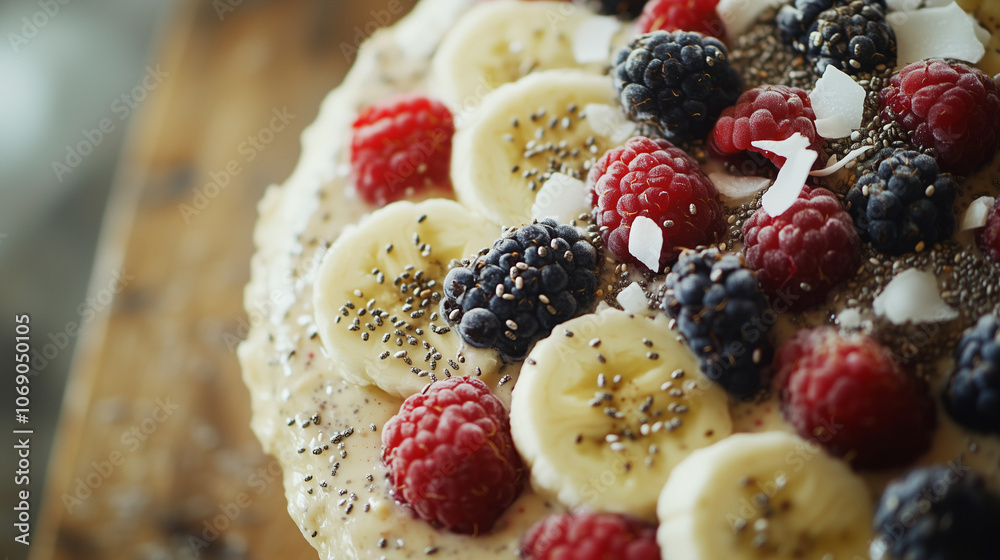 Colorful Smoothie Bowl with Bananas, Berries, and Chia Seeds Colorful Smoothie Bowl with Bananas, Berries, and Chia Seeds