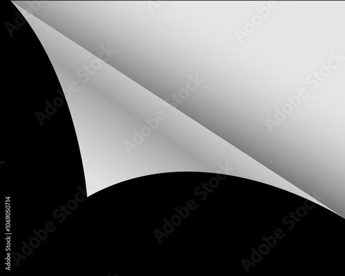 Obraz na plátně black and white curled,half turned paper or page