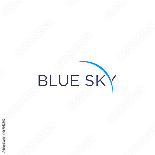 modern clean minimalist blue sky letter logo financial marketing technology design with curve line vector