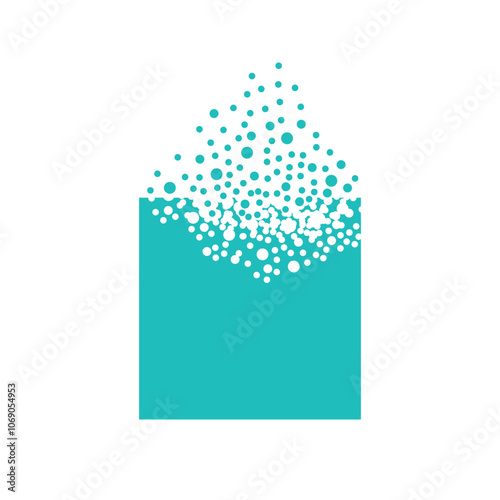 The square figure dissipates into a cloud of bubbles
