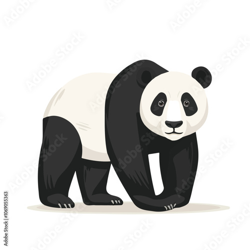 2D flat vector illustration panda icon isolated on a white background.

