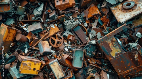 Rusty Metal Scrap Pile Close-Up