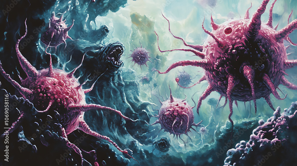 Obraz premium Virus and bacterium