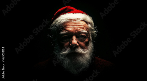 Santa Claus Portrait on Dark Background 